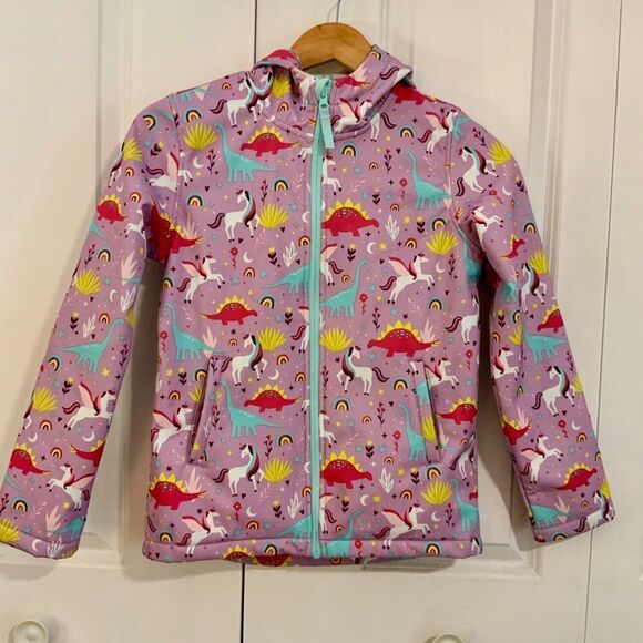 Mountain Warehouse Girls’ Purple Unicorn Print Fleece Lined Hooded Jacket New - Picture 1 of 10